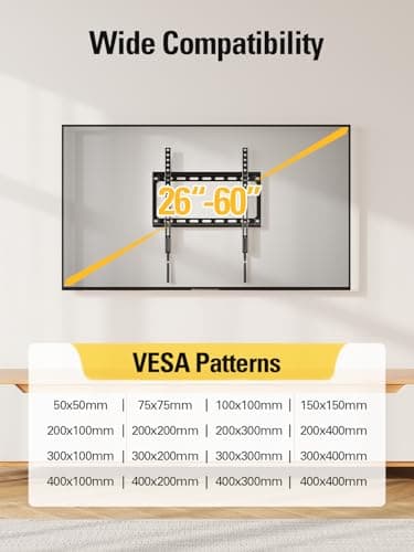 Mounting Dream TV Mount Fixed for Most 26-60 Inch LED, LCD and Plasma TVs, TV Wall Mount TVs Bracket up to VESA 400x400mm and 100 LBS Loading Capacity, Low Profile and Space Saving Flat Mount MD2361-K - Image 5