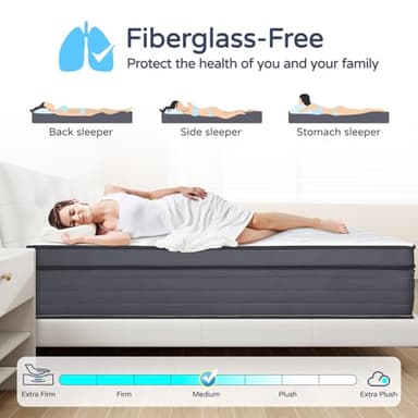 SIMARTH Queen Mattress - 14 Inch Hybrid Queen Size Mattress in a Box, Gel Memory Foam Matress with Motion Isolation and Pressure Relief, Strong Edge Support and Pocket Springs, Medium Firm - Image 4