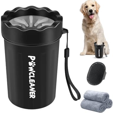 Dog Paw Cleaner, Washer, Muddy Pet Foot Cleaner for Small Medium Breed Dogs/Cats (with 3 absorbent towel) (Black, Medium) - Image 1