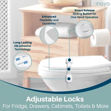 Inaya Complete Baby Proofing Kit - Child Safety Hidden Locks for Cabinets & Drawers, Adjustable Safety Latches, Corner Guards and Outlet Covers - Baby Proof Pack to Keep Your Child Safe at Home - Image 3