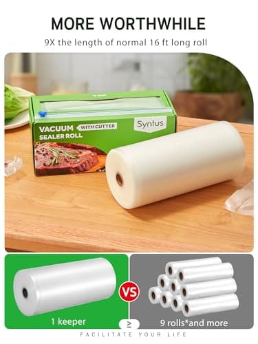 Syntus 11" x 150' Food Vacuum Seal Roll Keeper with Cutter Dispenser, Commercial Grade Vacuum Sealer Bag Rolls, BPA Free Food Vac Bags, Ideal for Storage, Meal Prep and Sous Vide - Image 3