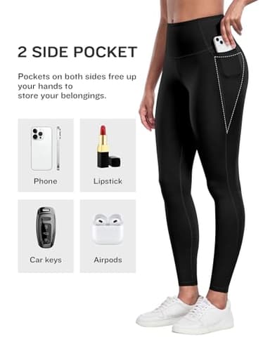 LZYVOO Leggings with Pockets for Women, 6 Packs Soft High Waisted Tummy Control Workout Yoga Pants(6Black-XL) - Image 2