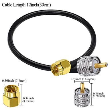 TUOLNK SMA to UHF Extension Cable RG58 12inch(30cm) SMA Male to SO239 Male WiFi Antenna Pigtail PL-259 RF Coax Assembly Cable for CB Radio Ham Radio 2 Pack - Image 4