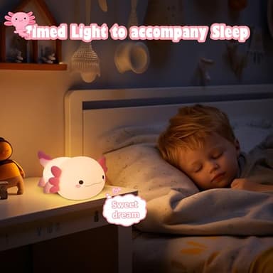 OkiyiD Axolotl Gifts, Cute Axolotl Night Light for Kids, Animal Silicone Nursery Night Lamp, Cute Room Decor Night Light for Kids Girls Boys Birthday Christmas Gifts - Image 4