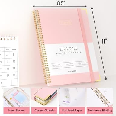 Forvencer Academic Planner 2025-2026, Hardcover Weekly & Monthly Calendar Planner, July 2025 - June 2026, 8.5" x 11", Daily Agenda Book with Tabs, College Organizer Notebook, School Supplies for Student Teacher Classroom, Pink - Image 5