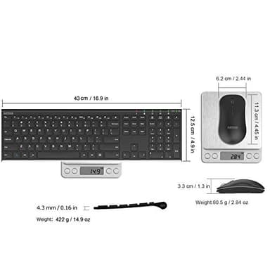 Arteck 2.4G Wireless Keyboard and Mouse Combo Stainless Steel Ultra Slim Full Size Keyboard and Ergonomic Mice for Computer Desktop PC Laptop and Windows 11/10/8 Build in Rechargeable Battery - Image 6