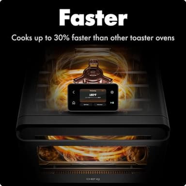 CHEF iQ MiniOven Smart Toaster Oven Air Fryer Combo, 11-in-1 Countertop Convection Oven, Bake, Broil, Air Fry, Broil, Dehydrate, 1750W, 25 Qt Capacity, Fast Cooking with Touchscreen Controls – Black - Image 3