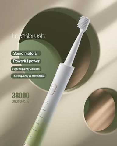 Upgrade Sonic Electric Toothbrush for Adults, 8 Replacement Brush Heads, Rechargeable Electric Toothbrush with 2-Minutes Timer IPX7 Water-Proof, for Indoor & Outdoor, White & Green Gradient - Image 8