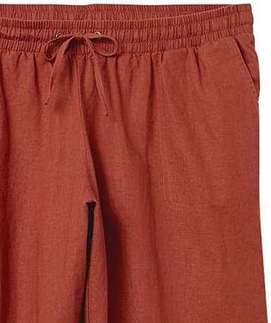 Amazon Essentials Women's Linen Blend Drawstring Relaxed Fit Wide Leg Pant (Available in Plus Size), Terracotta, 2X - Image 8