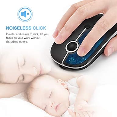 Type C Wireless Mouse，Vssoplor USB C MacBook Wireless Mouse Dual Mode 2.4G Cordless Mice with Nano USB and Type C Receiver Compatible with PC, Laptop, MacBook and All Type C Devices-Black and Silver - Image 7