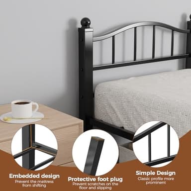 Blbeed Metal Twin Bed Frames, Noise-Free Design & Underbed Storage Heavy Duty Bed Frames with Headboard No Box Spring Needed/Tool-Free Assembly - Image 6