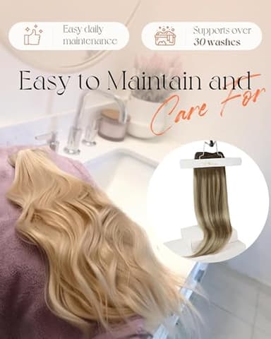 Sunny Hair Clip in Hair Extensions Straight Human Hair Clip in Extensions Remy Clip in Hair Extensions Real Human Hair Extensions Clip ins Ombre Walnut Brown to Light Brown Blonde 20 - Image 5