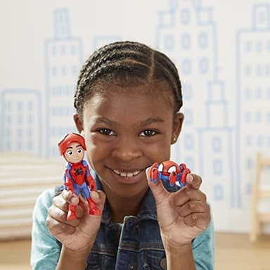 Spidey and His Amazing Friends Hero Reveal 2-Pack, 4-Inch Marvel Action Figures Mask-Flip Feature, Spidey and Trace-E, 3+ Years - Image 4