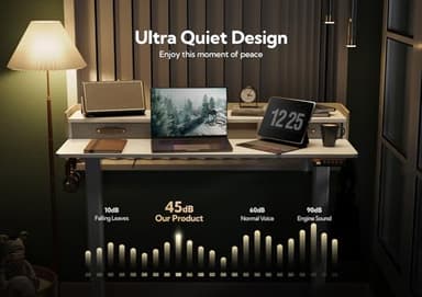 Claiks Standing Desk with Drawers, Adjustable Stand Up Electric Standing Desk Adjustable Height with Storage Shelf and Splice Board, 59 Inch, White - Image 5