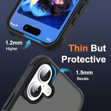 SKYLMW Compatible with iPhone 16 Case with Invisible Magnetic O-Ring Stand Military-Grade Translucent Case for iPhone 16 6.1" [Compatible with Mag-Safe][Great Grip Feeling], Black - Image 6