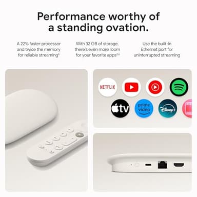 Google TV Streamer 4K - Fast Streaming Entertainment on Your TV with Voice Search Remote - Watch Movies, Shows, Live TV, and Netflix in 4K HDR - Smart Home Control - 32 GB of Storage - Porcelain - Image 5