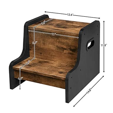 HOOBRO Step Stool for Kids, Two Step Toddler's Stool, Kids Potty Training Stool with Handles, Non-Slip Pads for Safety, Easy to Move, for Sink, Bathroom, Bedroom, Rustic Brown BF01JD01G1 - Image 8