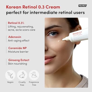 FRANKLY Retinol 0.3% Cream, 0.7 fl oz - Intensive Retinol | Night Cream | Retinol, Ceramides & Natural Ginseng | Anti-aging, Wrinkles Care, Reduces Congestion and hyperpigmentation | Korean Skin Care - Image 3