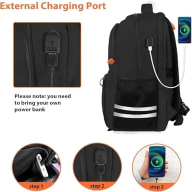 Ytonet Gym Backpack For Men Women, Travel Sports Backpack With Shoe Compartment USB Charging Port, Large Workout Water Resistant College Bag Fit 17.3 Inch Laptop, Hiking, Black - Image 7