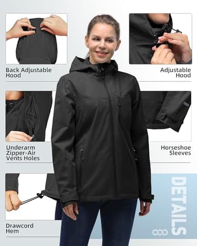 33,000ft Packable Rain Jacket Women Lightweight Waterproof Raincoat with Hood Cycling Bike Jacket Windbreaker - Image 4