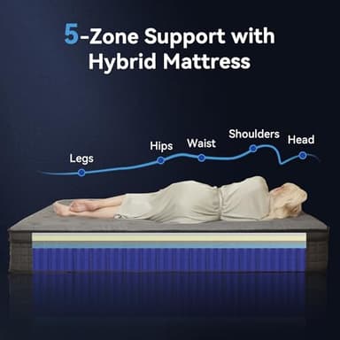 Susalt Queen Mattress, 12 Inch Hybrid Mattress in a Box, Gel Memory Foam, Medium Firm, Edge Support, Motion Isolation, Pressure Relief, Zoned Support Spring, CertiPUR-US Certified, Black & Gray - Image 6