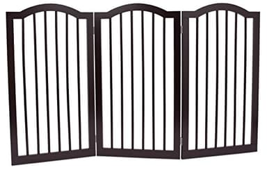 INTERNET'S BEST Arched Top Dog Gate | 3 Panel, 36" H Wooden Pet Barrier for Dogs or Cats | Freestanding Folding Room Divider for Doorways, Hallways, Stairs, and Porch | Portable, Extra Wide | Espresso - Image 9