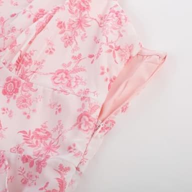 Belle Poque Women Cottage Core Dress Spaghetti Strap Aline Floral Long Flowy Dresses for Women Pink Toile, M - Image 3