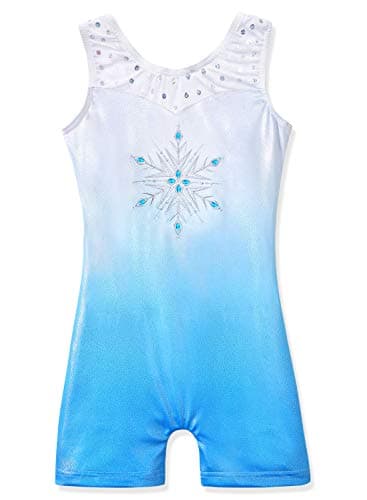 HOZIY Gymnastics Leotards for Toddler Girls 2t 3t Outfits Dance Bodysuits Freeze Snowflake Blue Diamonds Sparkles Biketard Leotard With Shorts - Image 2
