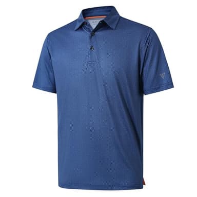 Golf Shirts for Men Dry Fit Short Sleeve Print Performance Moisture Wicking Polo Shirt Blue Circle - Image 1