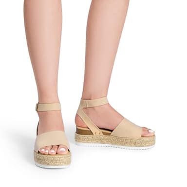 DREAM PAIRS Women's Platform Espadrilles Casual Ankle Strap Wedge Sandals Comfortable Dressy Summer Shoes,Size 9,Nude-Suede,SDPW2359W - Image 5