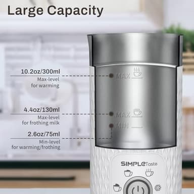 SIMPLETASTE Milk Frother, 4-in-1 Electric Milk Steamer, Automatic Warm and Cold Foam Maker and Milk Warmer for Latte, Cappuccinos, Macchiato - Image 4
