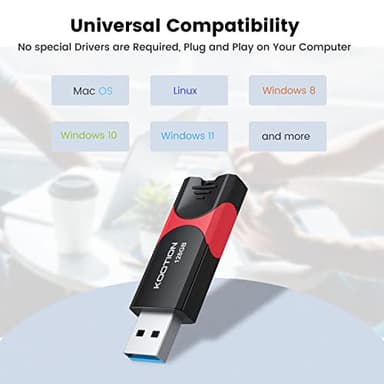 KOOTION 128 GB USB 3.0 Flash Drive Thumb Drive Retractable 128G Zip Drive Ultra High Speed USB Stick Jump Drive Rugged Memory Stick with LED Indicator for Data Storage and Transfer - Image 8