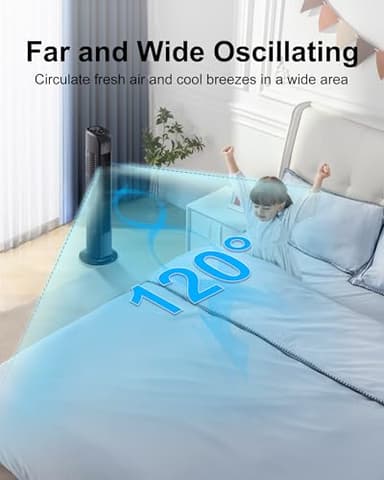 Uthfy Oscillating Tower Fan with Remote, Electric Standing Floor Fan for Bedroom Indoor Office and Home Use,Quiet Cooling Portable Bladeless Tower Fans, 30 inchs, Black - Image 6