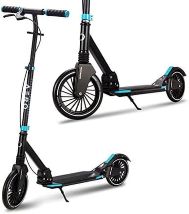 Aero Big Wheels Kick Scooter for Kids 8-12, Teens & Adults | Hand Controlled Disc Brake, Rubber Deck Mat & Dual Shock Absorption | Foldable & Height Adjustable, 250lbs - Image 3