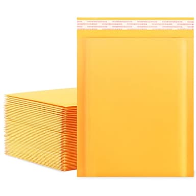 packbabol Kraft Bubble Mailers 8.5x11 Inch 50 Pcs,Small Self-Sealing Mail Shipping Bags,Yellow Padded Envelopes #2 - Image 1