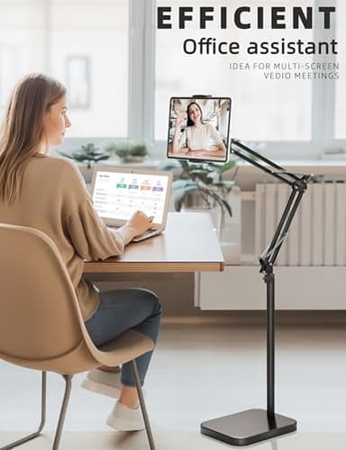 BluuSuuk Tablet Floor Stand with 11lb Stable Base - Adjustable Height Stretchable Arm Swivel Holder Mount, Compatible with iPad Pro Air Mini 12.9/9.7, Kindle, Galaxy Tab, Cell Phones (4.7''-13'') - Image 5