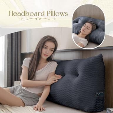 ZOEMO Headboard Wedge Pillow Large Headboard Pillow Wedge Pillow Headboard Soft and Supportive Bed Rest Reading Pillows for Sitting in Bed with Removable Cover - Image 3