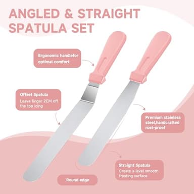 Cake Decorating Kit,137pcs Cake Decorating Supplies with Cake Turntable for Decorating,Pastry Piping Bag,Russian Piping Tips Baking Tools, Cake Baking Supplies for Beginners(Light Pink) - Image 4