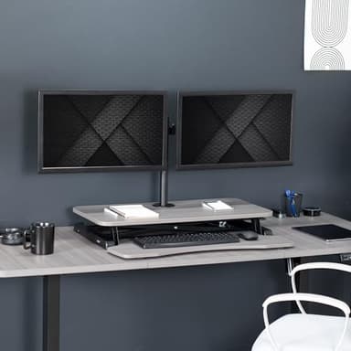 VIVO Height Adjustable 32 inch Standing Desk Converter with Dual 13 to 30 inch Monitor Stand, Sit Stand Monitor Mount and Desk Riser, Gray, DESK-V000K-M2G - Image 8