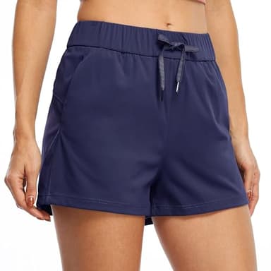 Willit Women's Shorts Hiking Athletic Shorts Yoga Lounge Active Workout Running Shorts Comfy Casual with Pockets Blue S - Image 1