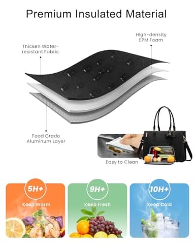LOVEVOOK Lunch Tote Bag for Women, Laptop Bag for Work with Insulated Lunch Compartment 15.6 Inch 2 in 1 Lunch Tote Large Capacity Computer Handbag for Work, Teacher, Nurse, Office, Collage, Casual - Image 3