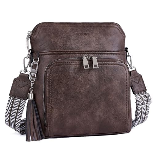 Roulens Crossbody Purse for Women Vegan Leather Medium Crossbody Wallet Bag for Travel Women Shoulder Handbags with Tassel - Image 1