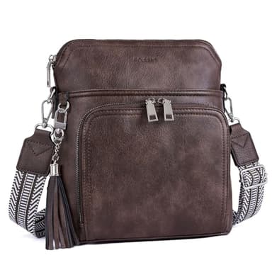 Roulens Crossbody Purse for Women Vegan Leather Medium Crossbody Wallet Bag for Travel Women Shoulder Handbags with Tassel - Image 1