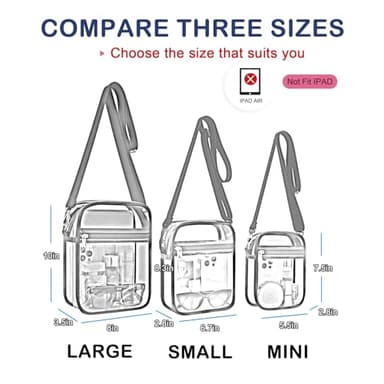 USPECLARE Clear Purse Stadium Transparent Messenger Bag Stadium Approved for Men and Women Clear CrossBody Bag - Image 2