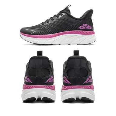 ALLSWIFIT Women's Slip On Walking Shoes Running Comfortable Tennis Breathable Non Slip Athletic Gym Workout Cross Training Fashion Sneakers,Size 7.5,Black/Fuchsia,SARR034W - Image 7