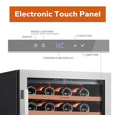 Ca'Lefort 24 Inch Wine Fridge, 54 Bottle Wine Cooler Refrigerator, 40-65°F Wine Refrigerator Glass Door, 3 LED Wine Fridge, Built-in or Freestanding Wine Fridge for Home/Bar/Kitchen (5.65 cu.ft) - Image 3