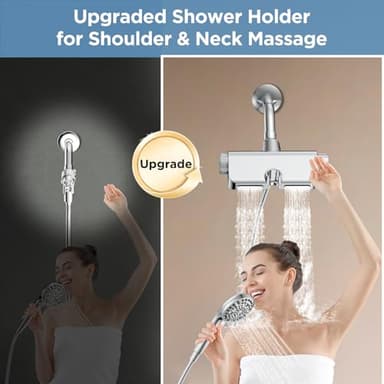MakeFit Filtered Shower Head with Handheld Combo - Dual 2-in-1 Spa System with Massage Shower and 10 Modes Hand Held Shower High Pressure with Built in Power Wash Mode (Chrome) - Image 3
