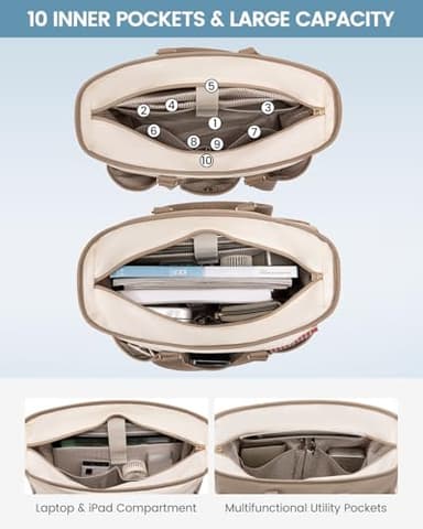 LOVEVOOK Work Tote Bag, 15.6 Inch Laptop Bag for Women Teacher Nurse Mom With Large Cup Holder, Utility Everything Bag For Travel College Daily, Large Computer Purse Handbag, On The Go Tote Carryall - Image 3