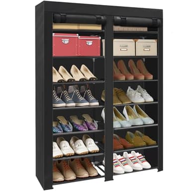 ERONE Shoe Rack Storage Organize, 28 Pairs Portable Double Row with Nonwoven Fabric Cover Shoe Shelf Cabinet for Closet - Image 1