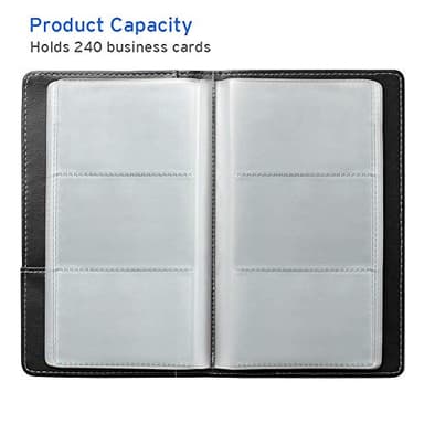 Sooez Leather Professional Business Card Book Holder Organizer, 240 Capacity Credit Card Booklet, PU Name Cards Holder Storage File for Men Women, Grass Green - Image 5